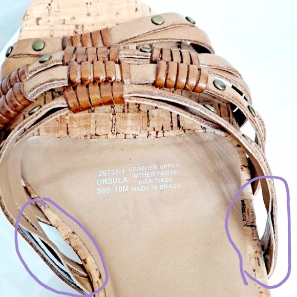 Naturalizer Leather cork wedge sandals boho Ursula Brazil strappy brown shoes - Picture 11 of 11